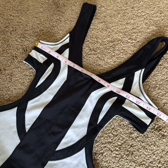 OYE Swimwear Rorschach Cut Out One Piece Swimsuit Black White - Picture 4 of 10